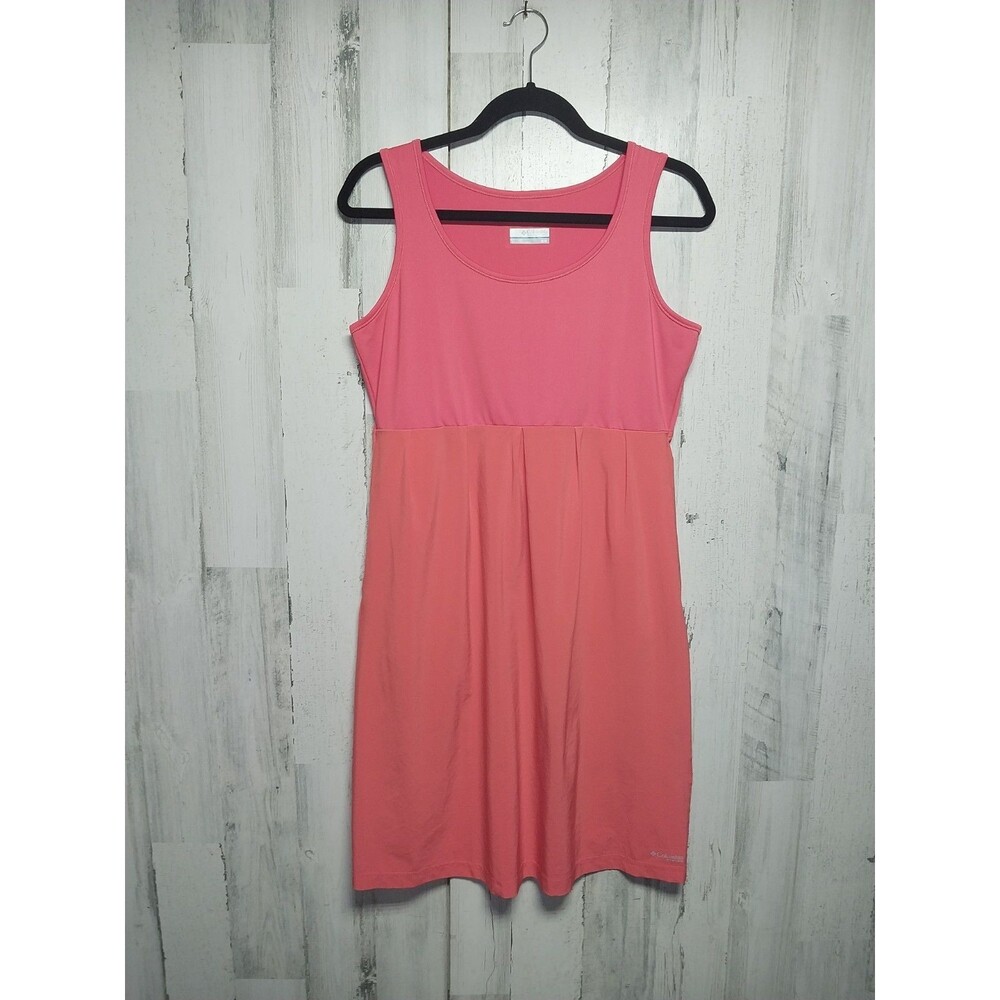 Columbia PFG Omnifreeze coral orange sleeveless shift dress womens M pleats